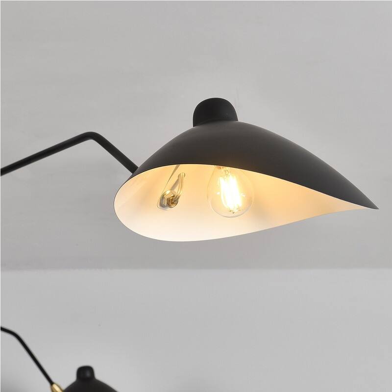Mid Century Modern Chandelier Black 3 Arm Ceiling Light Living Room