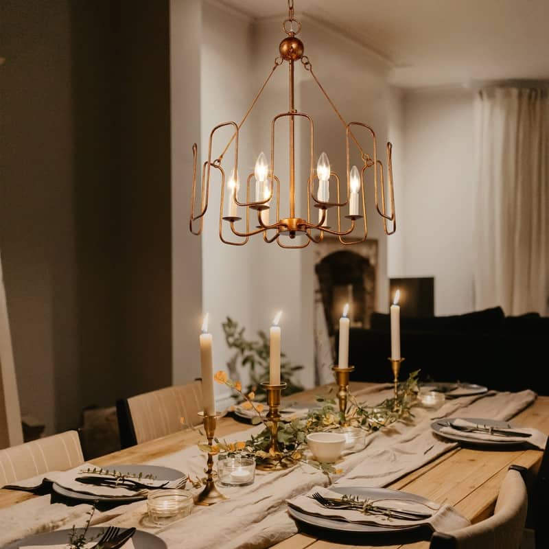 Luray Mid-Century Modern 6-light Drum Vintage Chandelier Lantern Pendant For Dining Room