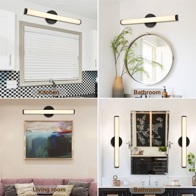 Modern 24" Black LED Bathroom Light