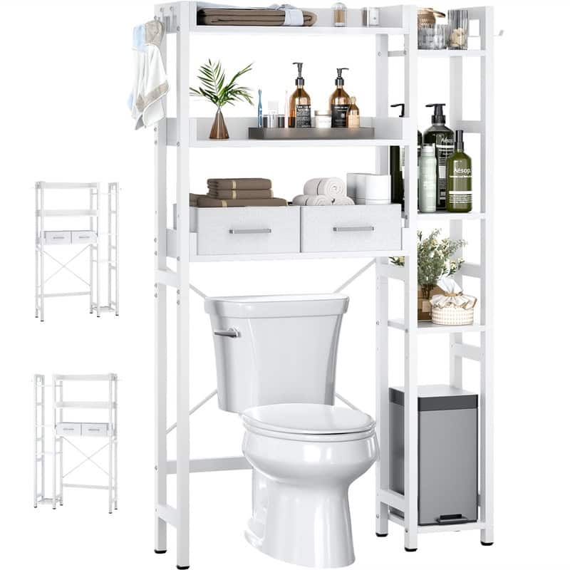 Over The Toilet Storage Cabinet - 9.4"D x 31.1"W x 63.4"H - White