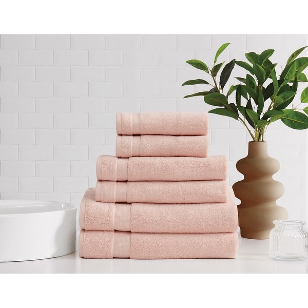 slide 2 of 5, Brooklyn Loom Soft 6 Piece Bath Sheet Set Blush