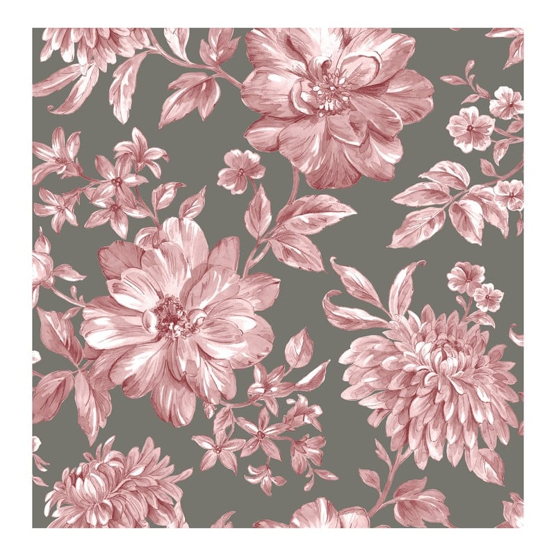 Brewster Gabriela Rasberry Floral Wallpaper - 20.5 x 396 x 0.025