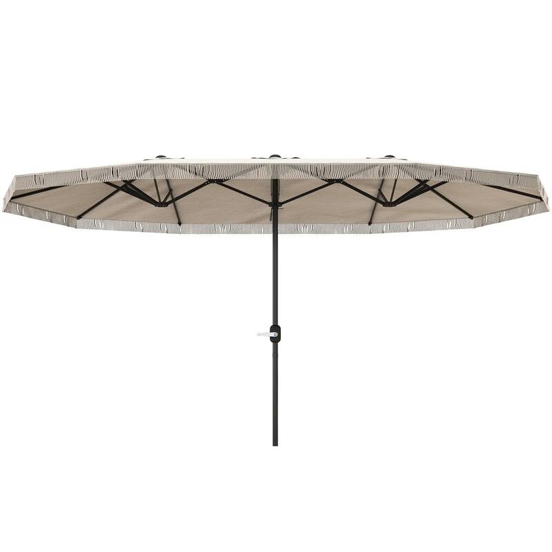 Large Double Rectangle Patio Umbrella with Crank Lift and UV Protection Steel Pole Fringe