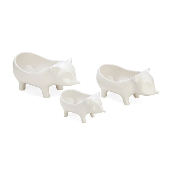 IMAX Home 20438-3 Hedgehog Ceramic Decorative Bowls - Set of 3 - White