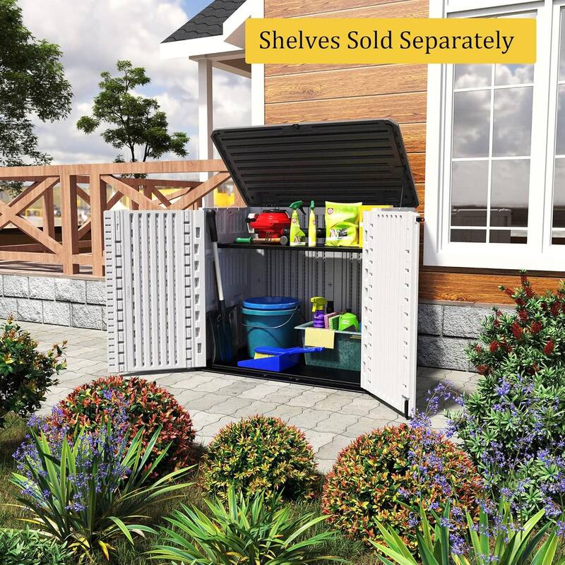 Outdoor Resin Deck Box Storage Shed for Garden,Patios,Backyards,Tools