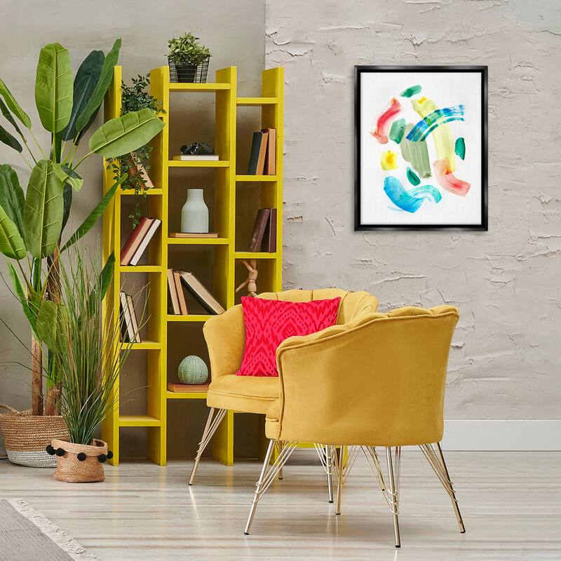 Stupell Curved Retro Abstraction Framed Floater Canvas Wall Art Design By Gemma Bardot
