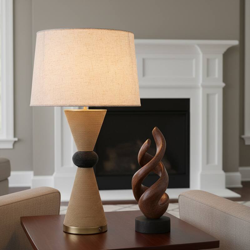 Alba 28" Rattan Table Lamp with USB 3-Way Touch Dimmer - 28 in.