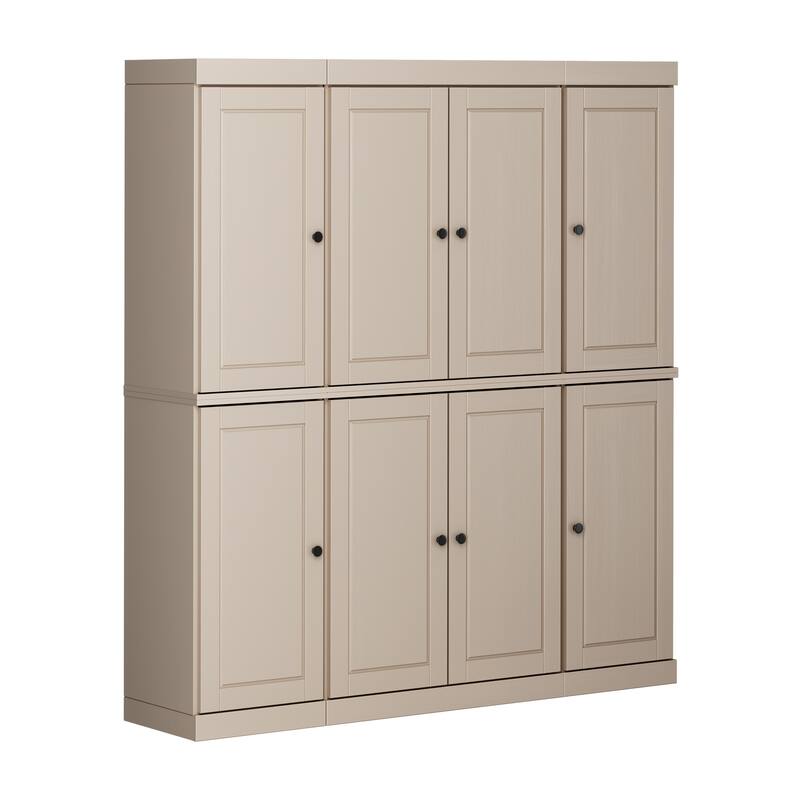 Palace Imports 100% Solid Wood Pantry Cabinet, Raised Panel Doors, 2 Drawers, Adjustable Shelves, 65" Wide, 71.5" Tall