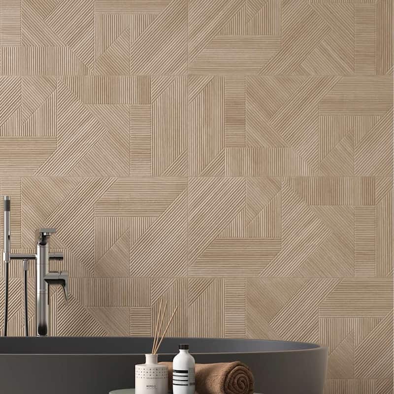 Daintree 14x32 Haya Matte Wood Look Ceramic Wall Relief Tile - Large Format