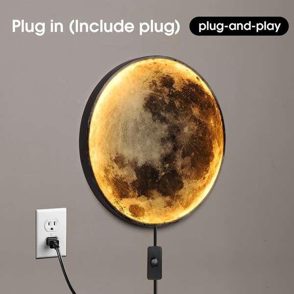 9.4 19.6 inches Moon Wall Sconce 1 Light LED Plug in Flush Mounted Sconce On Sale Bed Bath Beyond 42004383