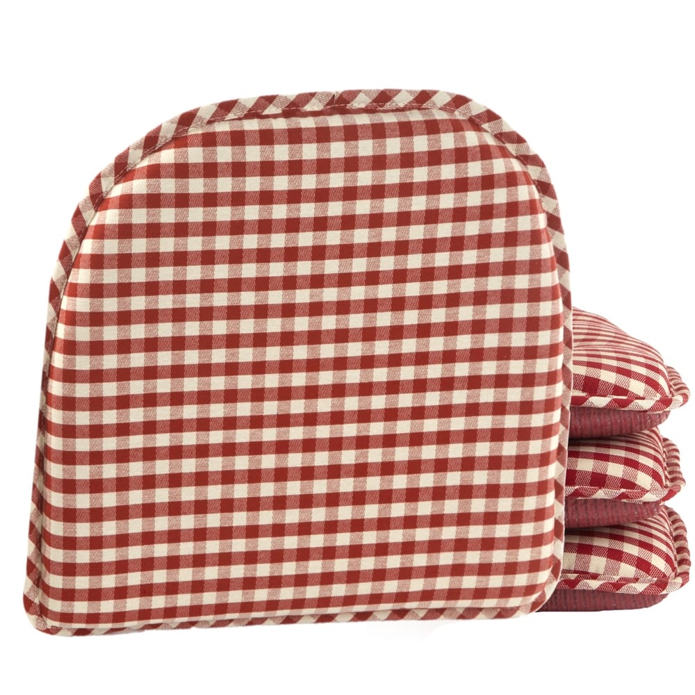Klear Vu Gingham Non-Slip Dining Chair Cushion Set (Set of 4)