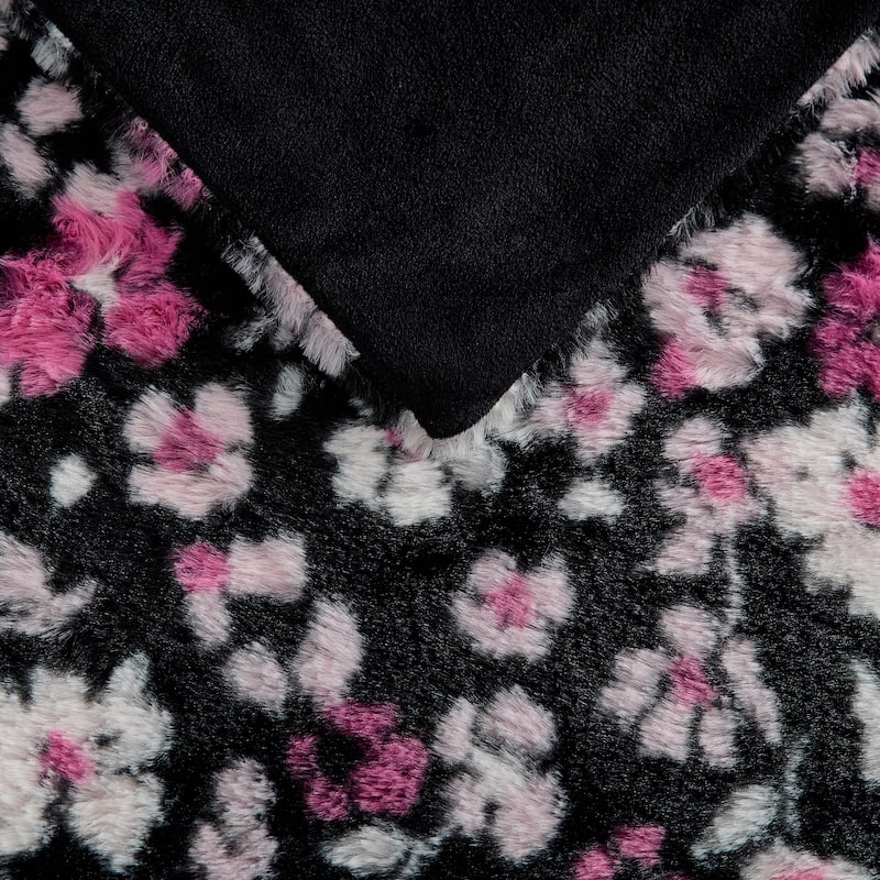 Betsey Johnson Faux Fur Reversible Throw Blanket