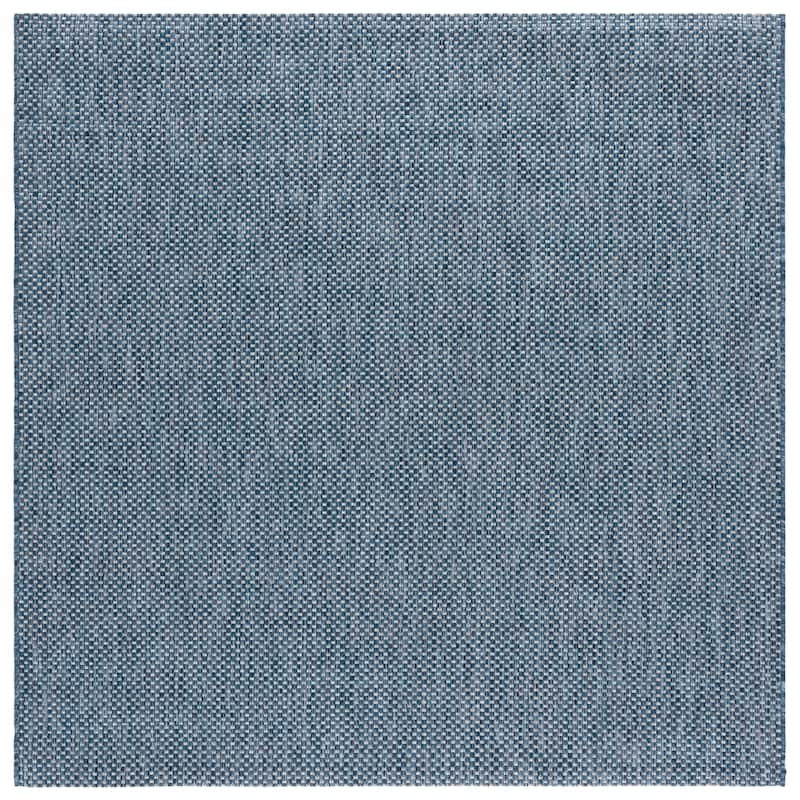 SAFAVIEH Courtyard Begajeta Indoor/Outdoor Waterproof Patio Backyard Rug. - 6'7" Square - Navy/Grey