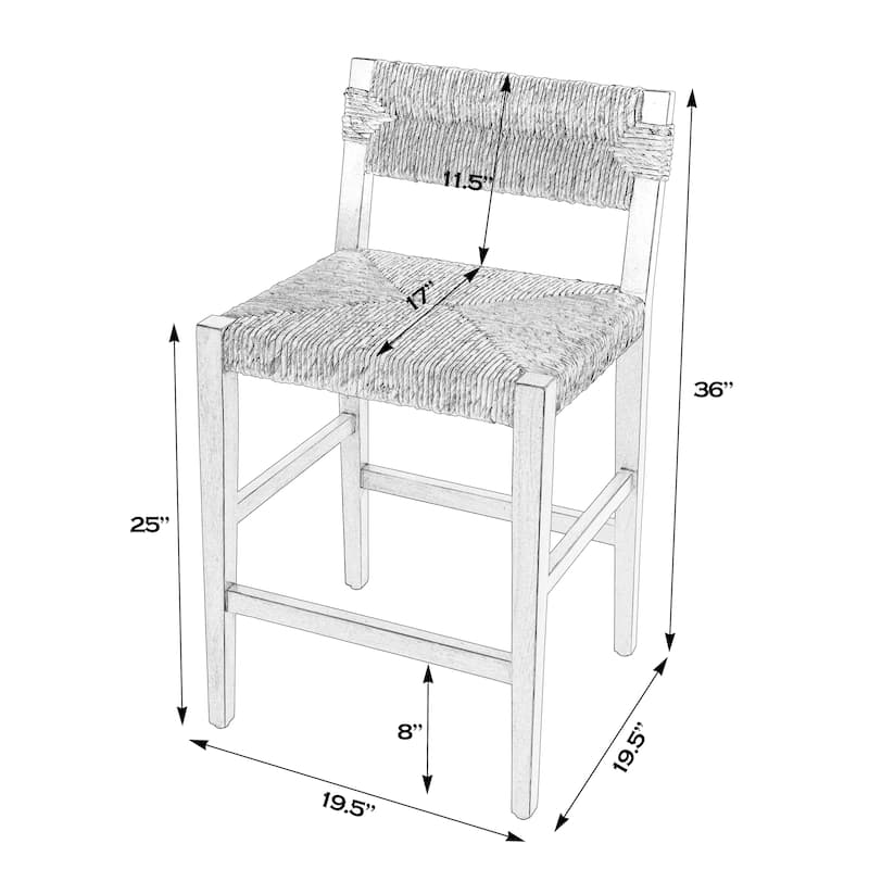 Valencia 25 in. Seat Height Woven Counter Stool with Back