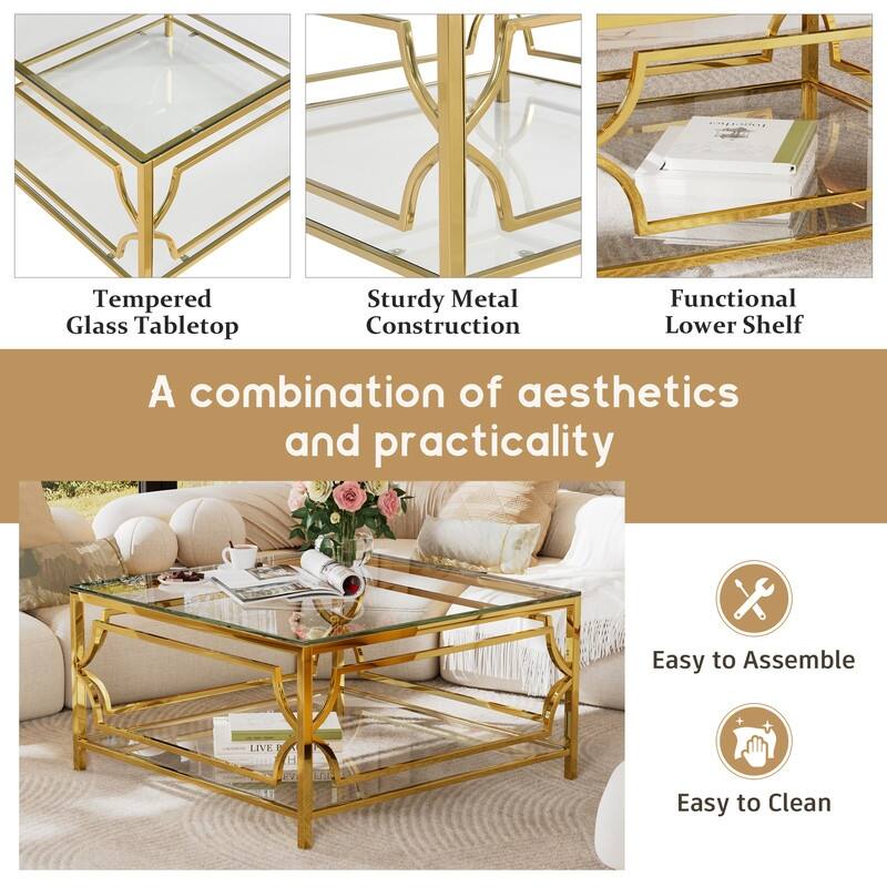 Coffee Table Round Room Table, Stainless Steel Irregular Leg Tempered Glass Top