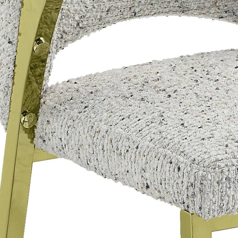 HomeRoots Beige and Gold Upholstered Boucle Wing Back Dining Side Chair - 20.00 in. x 32.00 in. x 24.00 in.