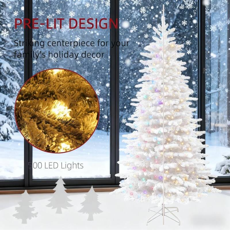 7.5ft Snow Flocked Artificial Christmas Tree - Green