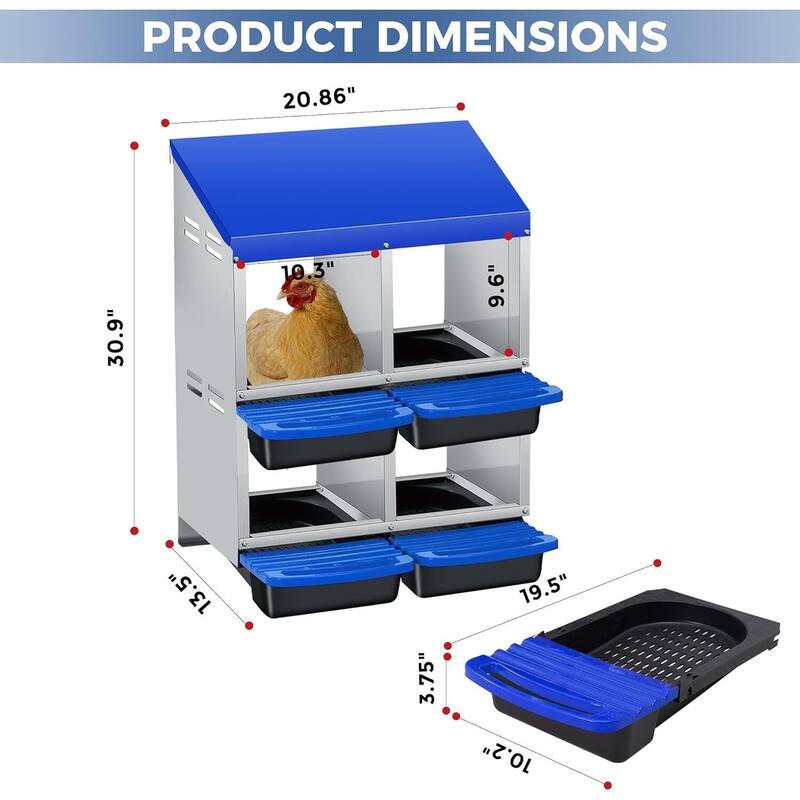 2 Tier 4 Holes Egg-Laying Boxes Nesting Boxes for Chickens Coops