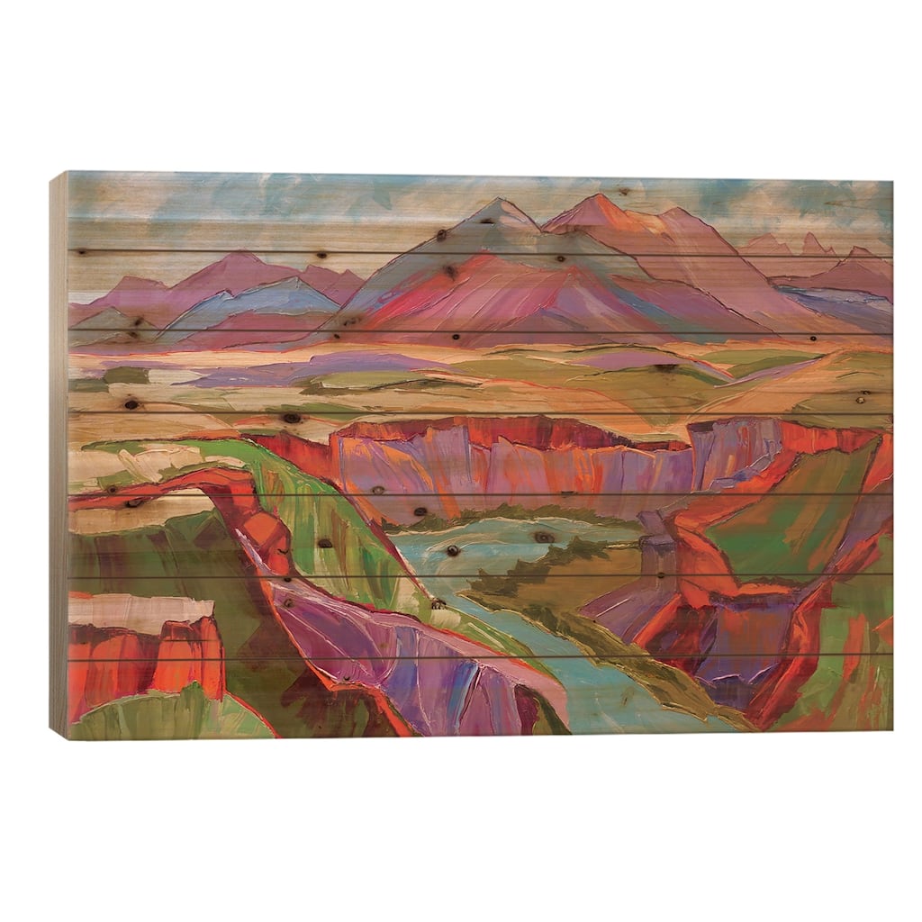 Southwest Color Print On Wood by Maxine Shore - Multi-Color