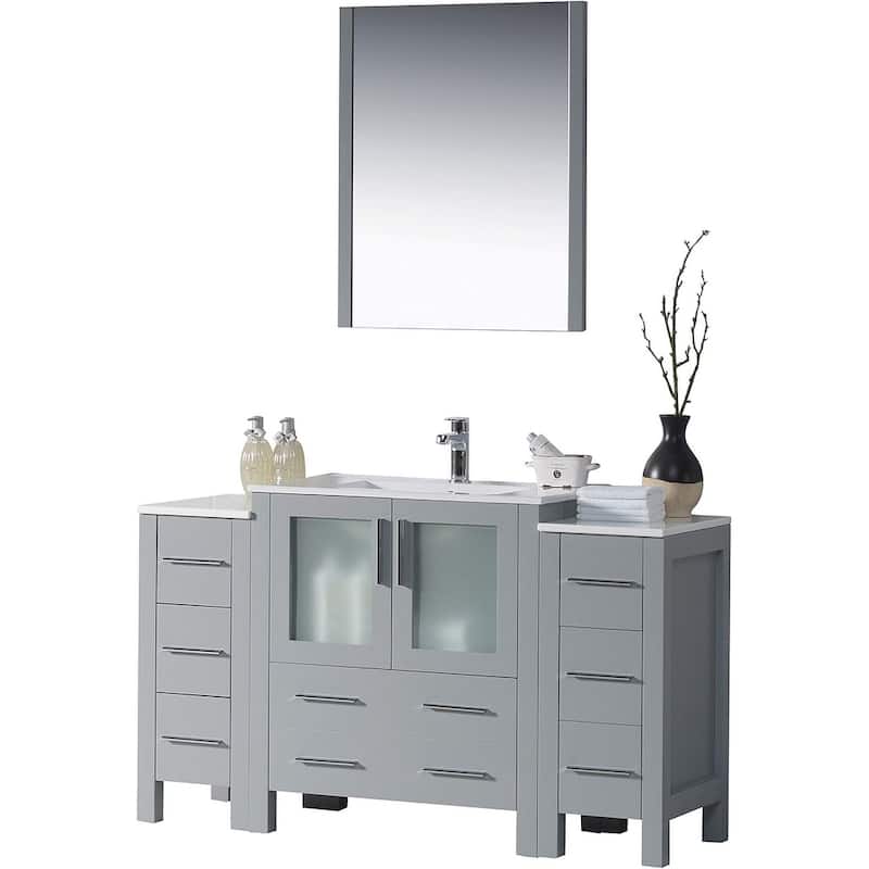Blossom Sydney 54 inch Solid Wood Bathroom Vanity with Sink & Cabinets - Metal Grey