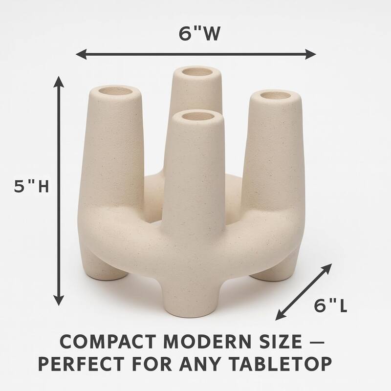 White Four Pillar Ceramic Candle Holder Minimalist Home Decor