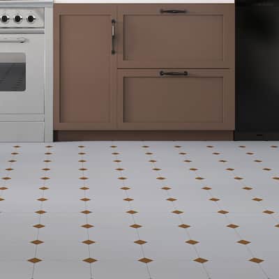 Merola Tile Vaudeville Octagon Humo with Taco Marron 7-7/8" x 7-7/8" Porcelain Floor and Wall Tile