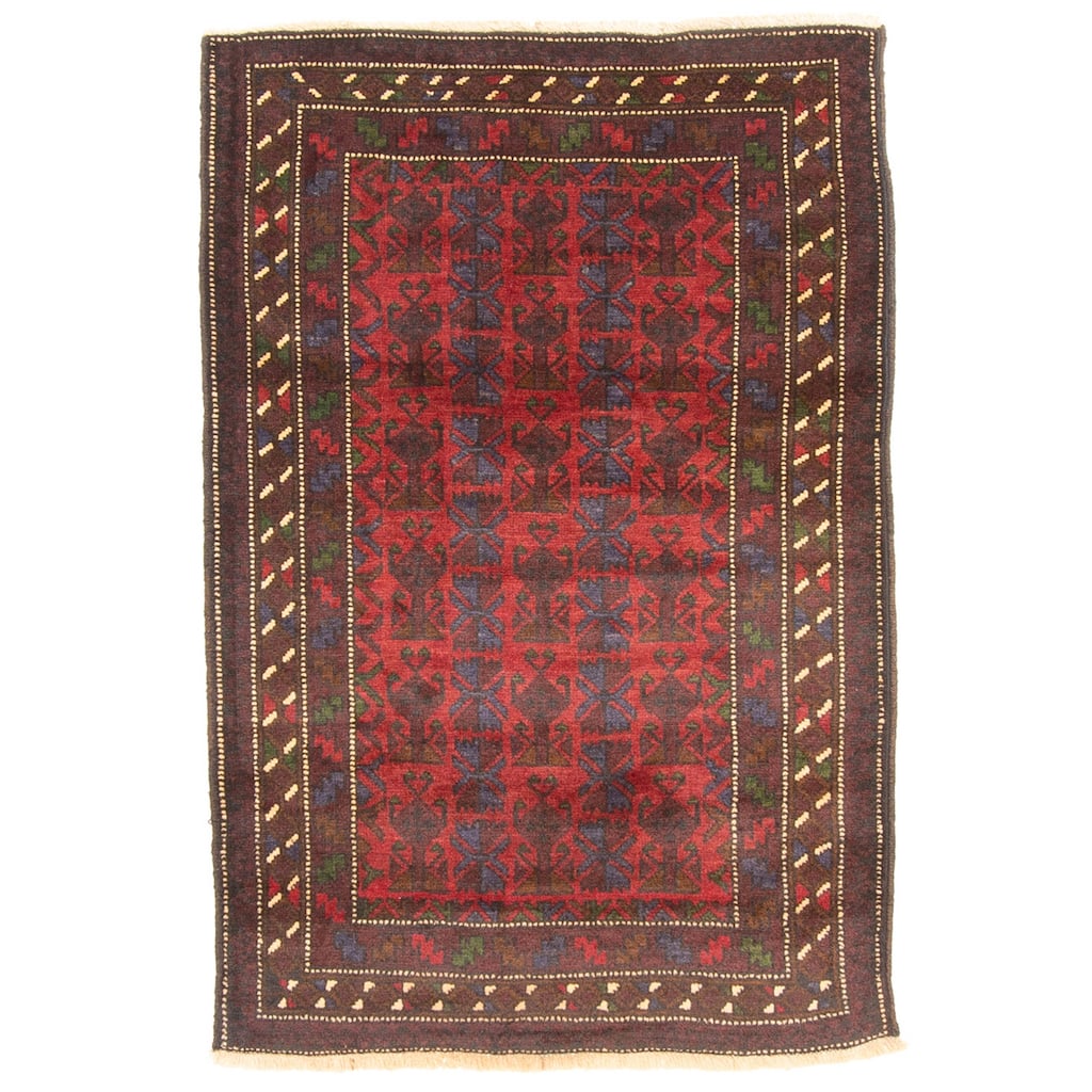 ECARPETGALLERY Hand-knotted Teimani Red Wool Rug - 2'10 x 4'2