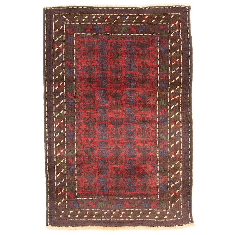 ECARPETGALLERY Hand-knotted Teimani Red Wool Rug - 2'10 x 4'2