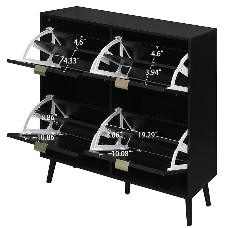 Modern Natural Rattan Shoe Rack Storage Cabinet for Entryway