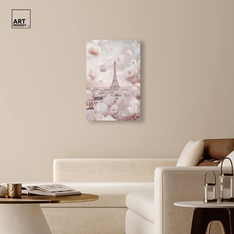 Raining Petals in Paris Canvas by Art Remedy, Gallery Wrapped