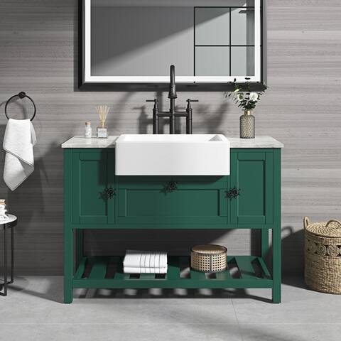 48" Freestanding Solid Wood Farmhouse Single Bathroom Vanity Set