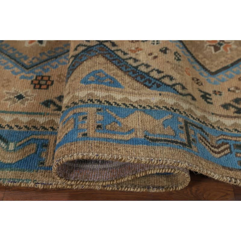 Geometric Bakhtiari Vintage Persian Rug Hand-Knotted Wool Carpet - 5'1" x 9'7"