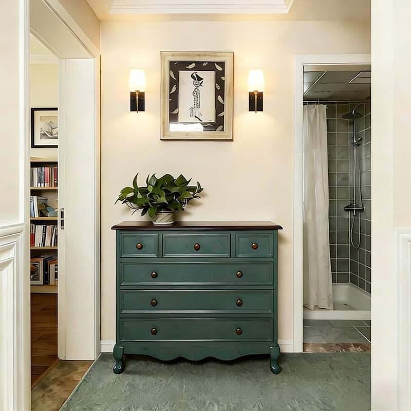 Modern Rustic Black Gold 1-Light Wall Sconces Fabric Flared Shade Bathroom Vanity Lights - 4.7" L x 6" W x 12.5" H