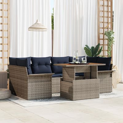 vidaXL 7 Piece Garden Sofa Set with Cushions - 92.1×52.2×27.2