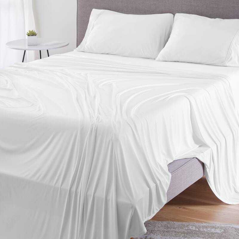 BEDGEAR Dri-Tec Moisture Wicking Bed Sheet Set - Sheets for Hot Sleepers - Split Head Queen - Bright White