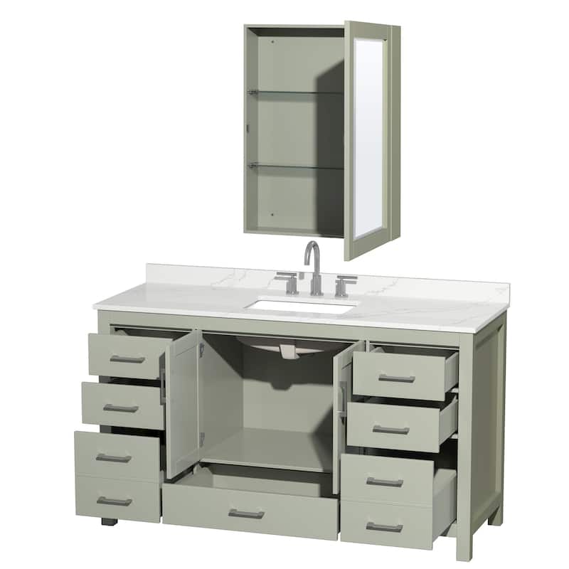 Wyndham Collection WCS141460S-QTZ-US3MED Sheffield 60" Free Standing