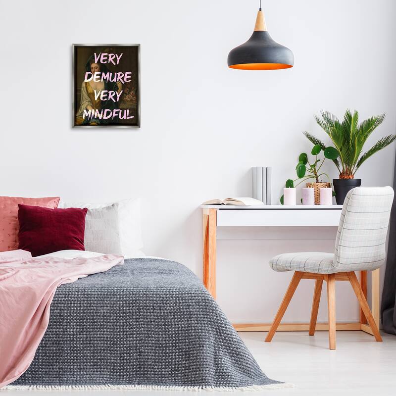 Stupell Very Demure & Mindful Classic Framed Floater Canvas Wall Art Design By Lil' Rue