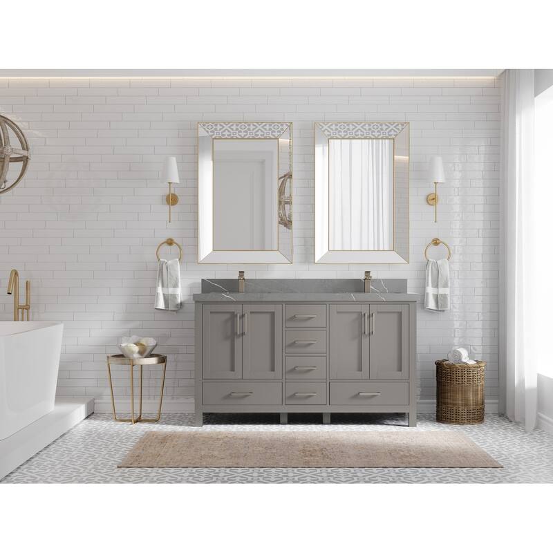Willow Collections 60 in. W x 22 in. D Malibu Double Sink Bathroom Vanity with Countertop