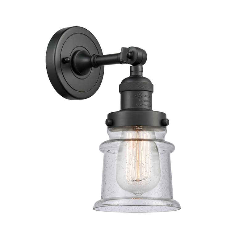 Innovations Lighting Small Canton Single Light 11" Tall Bathroom - Matte Black / Seedy