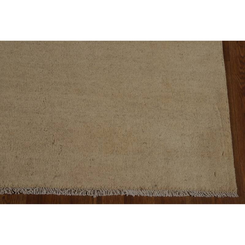 Gabbeh Oriental Rug Hand-Knotted Beige Solid Wool Carpet - 5'1" x 6'11"