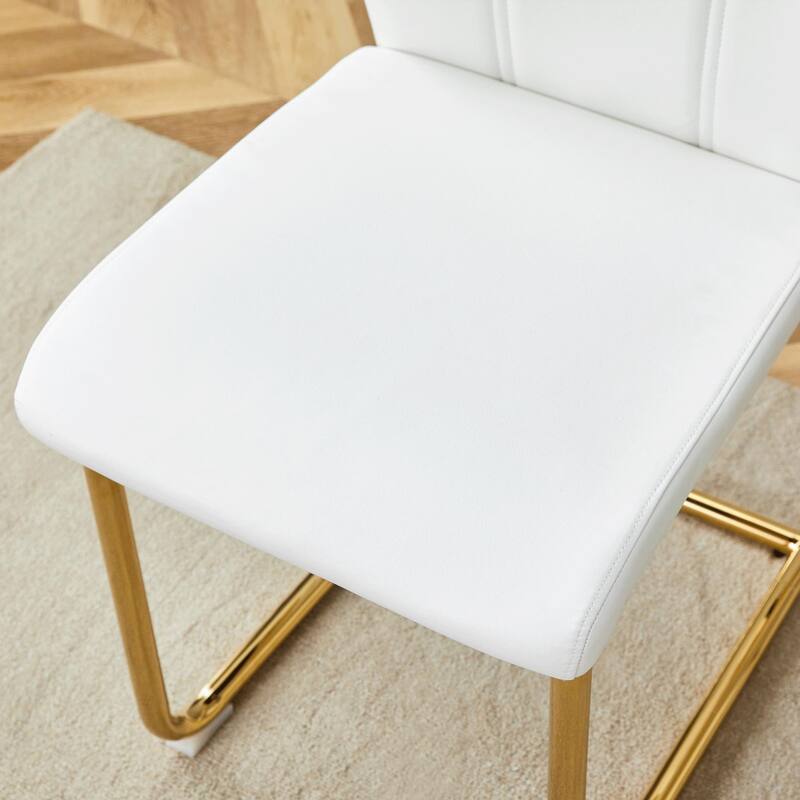 PU Dining Chair Set, Uniquely Designed Dining Chairs, Pu Material, Paired With Gold Metal Chair Legs, (Set Of 6)