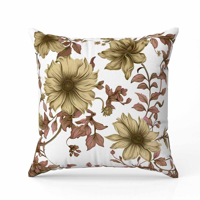 Harvest of Sunshine Indoor/Outdoor Reversible Throw Pillow Pink and Gold