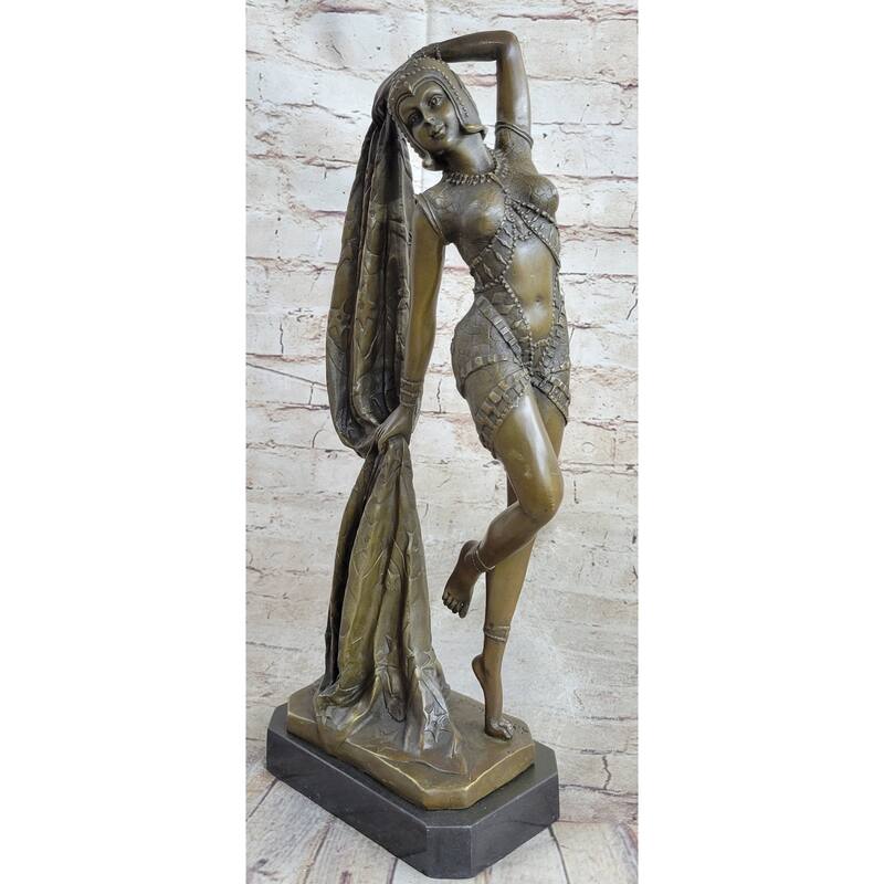 Bronze Marble Statue Dancer Vintage Theatre Signed Chiparus Drama Opera Sculpture
