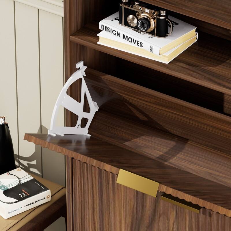 54.4" Tall Free Standing Storage Organizer with Hidden Compartments for Entryway Shoes