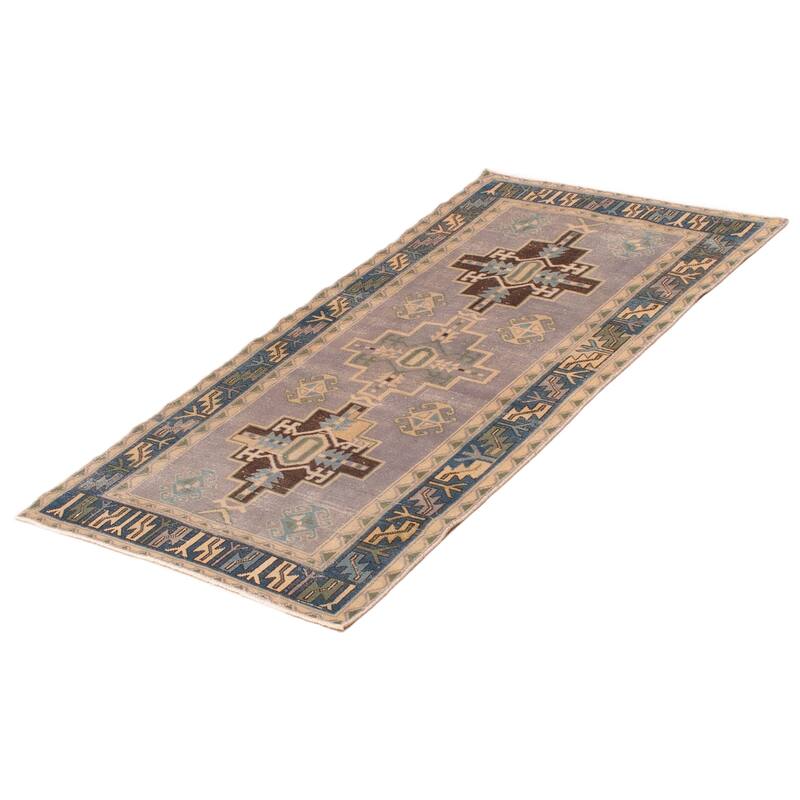 ECARPETGALLERY Hand-knotted Antalya Vintage Grey Wool Rug - 3'2 x 6'2