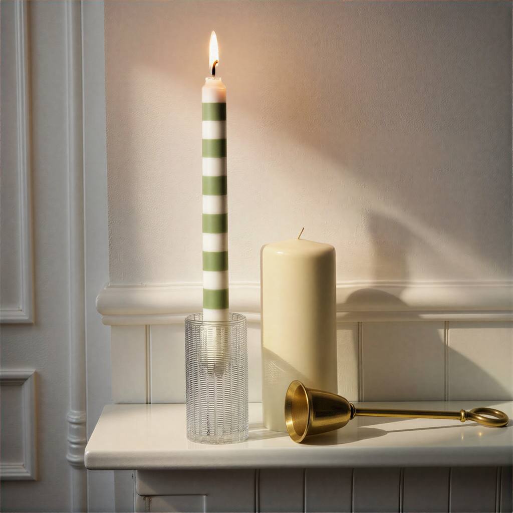 Tall Cut Glass Taper Candle Holder - 2.0"L x 2.0"W x 4.0"H