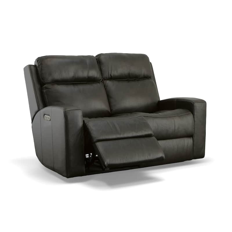 Cody Shadow Power Reclining Loveseat with Power Headrests by Flexsteel - 61" x 41" x 40"