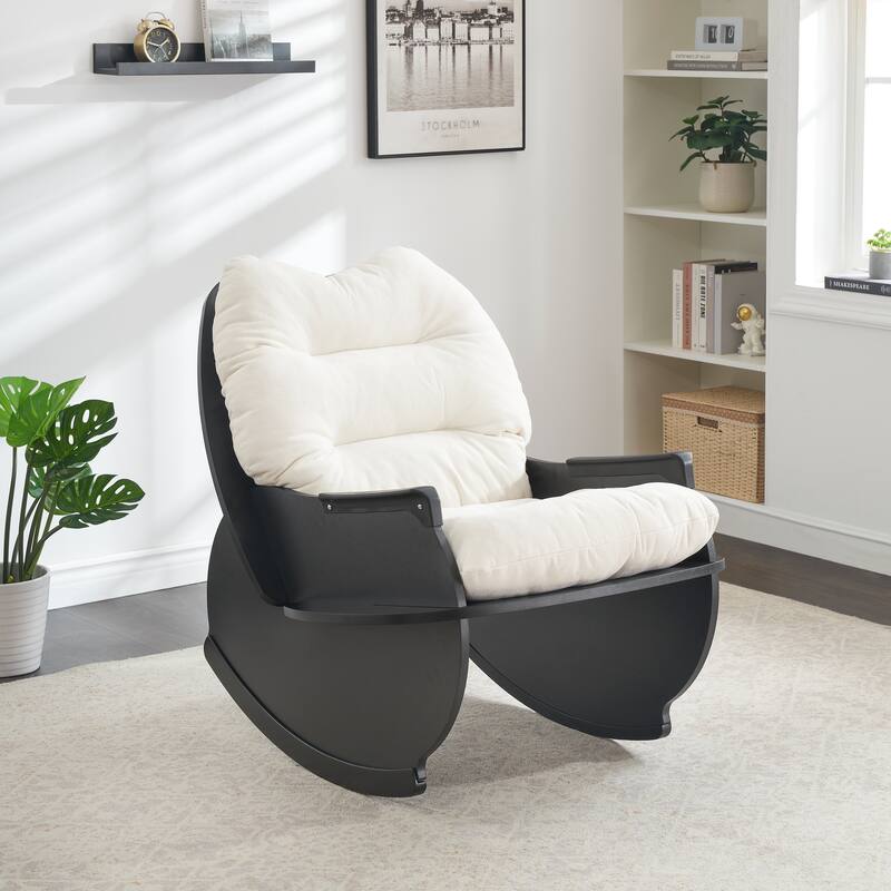 Upholstered Accent Chair for Nursery, Playroom, Bedroom and Living Room, Small Contemporary Rocker, Kids Cushioned Arm Chair