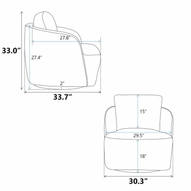 30.3" Bouclé Upholstered Swivel Accent Chair, 360° Round Barrel Club Chair Lounge Armchair