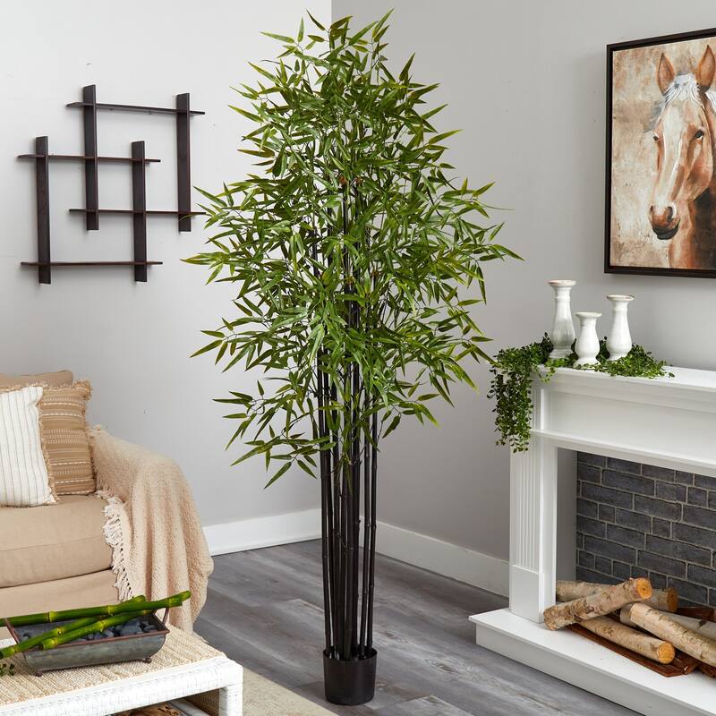 6ft Black Bamboo Tree - Indoor Outdoor Decorative Plant, Tall Faux Bamboo, Modern Home Office Decor